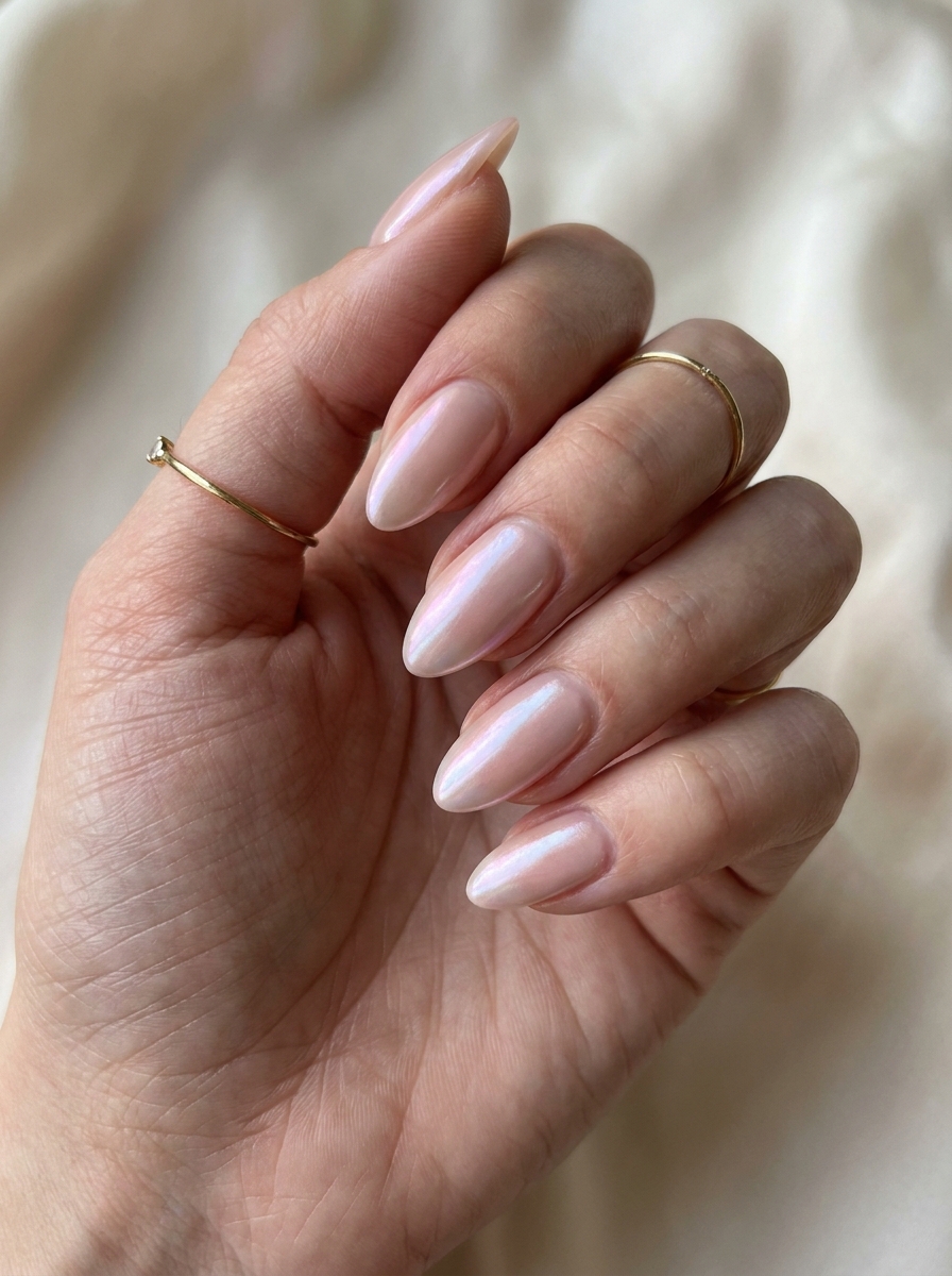Opal Chrome Nails mit weichem perlmuttartigem Chrome-Finish